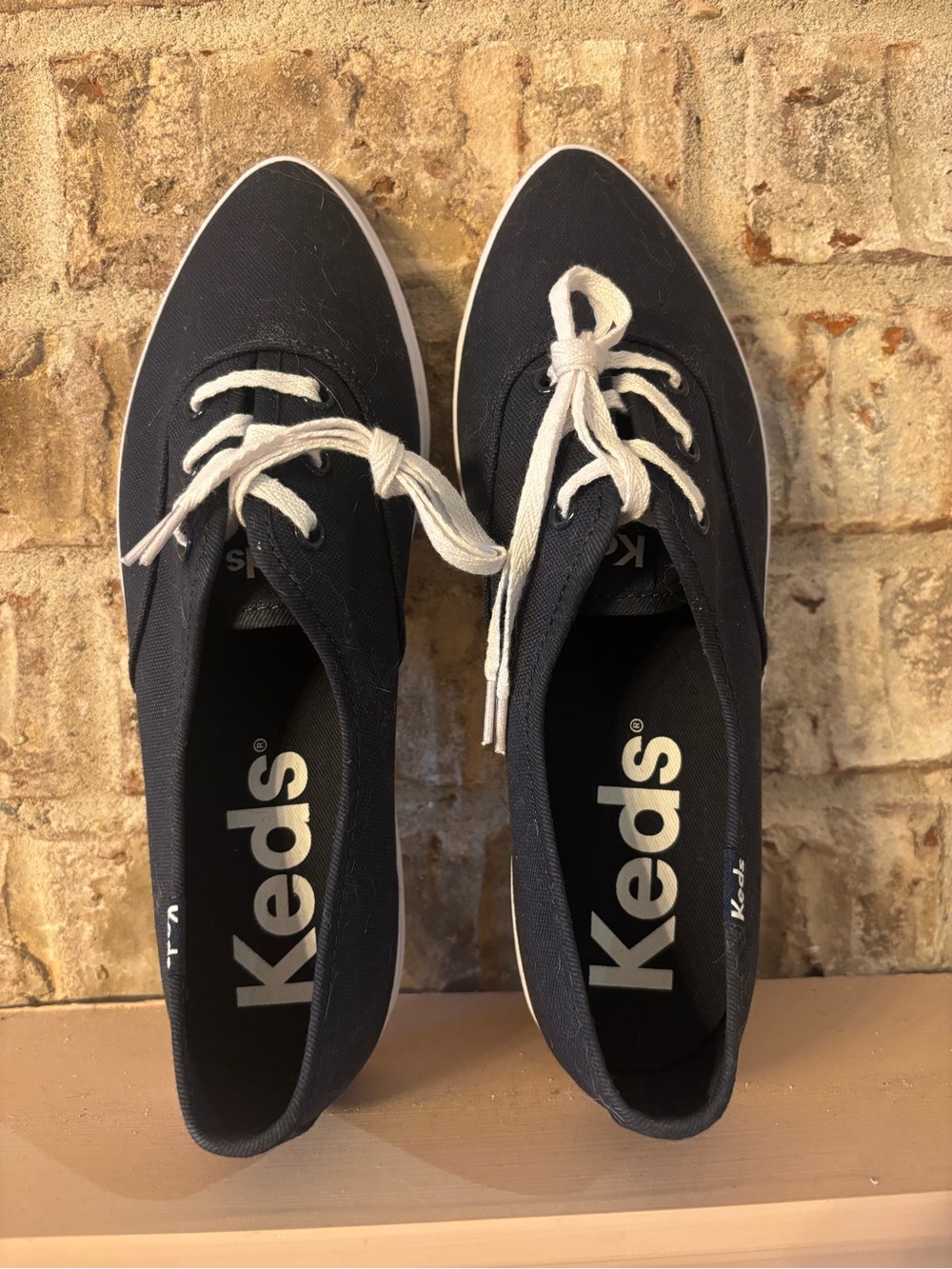 Keds Navy Canvas Lace-Up Sneakers with White Laces